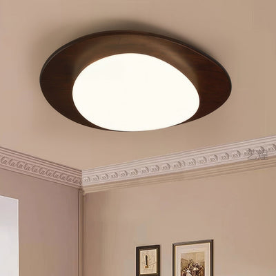 Scandinavian Pebble Wood Grain Ceiling Light – Natural Elegance with Soft LED Glow