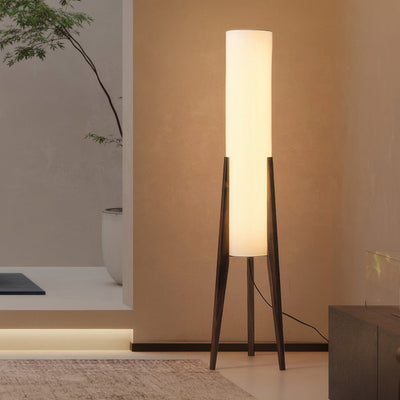 Walnut Floor Lamp – Nordic Elegance with Warm Ambient Lighting
