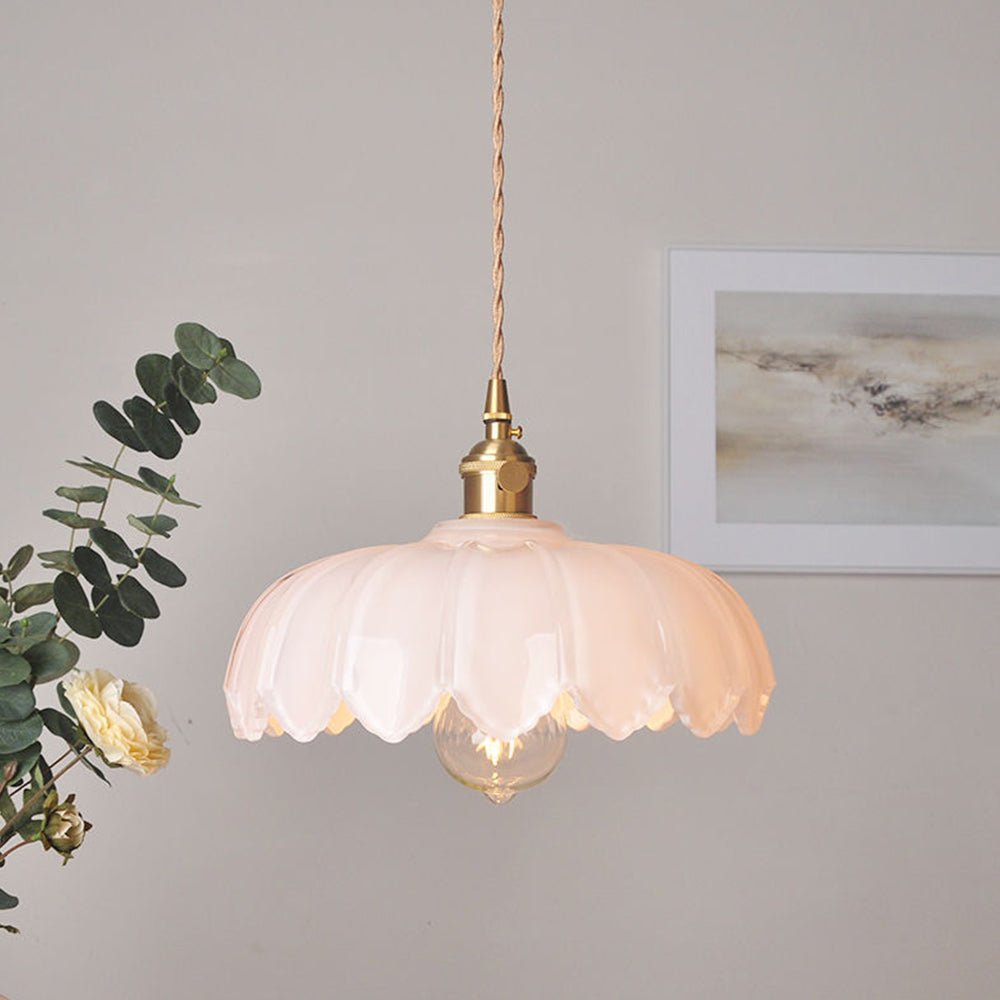 High-Transparency Glass & Copper Pendant Light – Elegant, Romantic Illumination