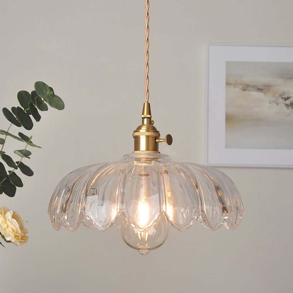 High-Transparency Glass & Copper Pendant Light – Elegant, Romantic Illumination
