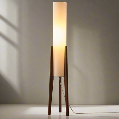 Walnut Floor Lamp – Nordic Elegance with Warm Ambient Lighting