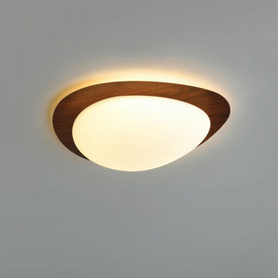 Scandinavian Pebble Wood Grain Ceiling Light – Natural Elegance with Soft LED Glow