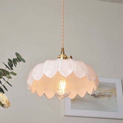 High-Transparency Glass & Copper Pendant Light – Elegant, Romantic Illumination