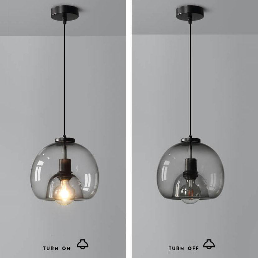 Hand-Blown Smoke Grey Glass Pendant Light – Elegant Modern Ceiling Lamp