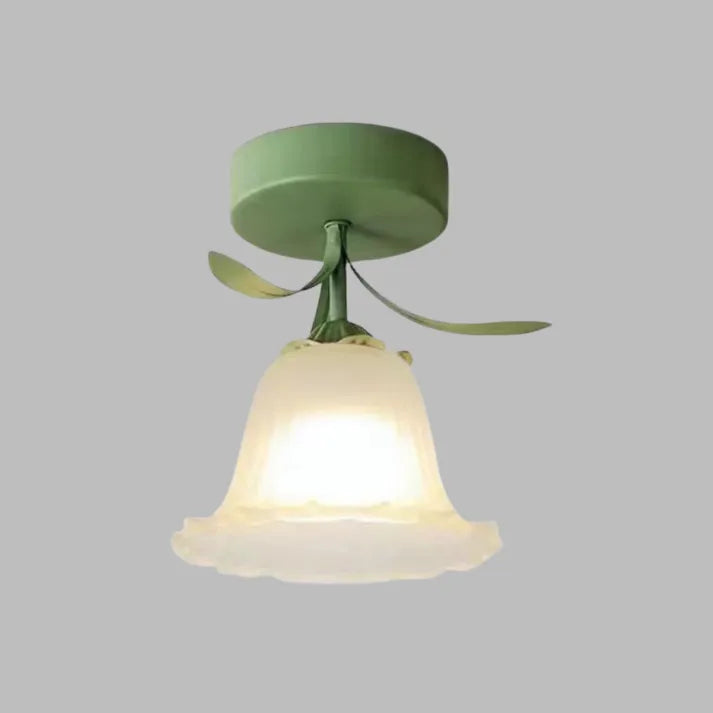 French Tiffany Mini Flower Ceiling Light – Vintage Stained Glass Flush Mount (E27)