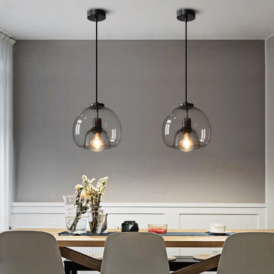 Hand-Blown Smoke Grey Glass Pendant Light – Elegant Modern Ceiling Lamp