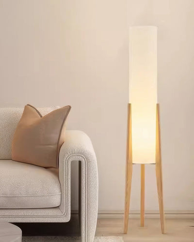 Walnut Floor Lamp – Nordic Elegance with Warm Ambient Lighting