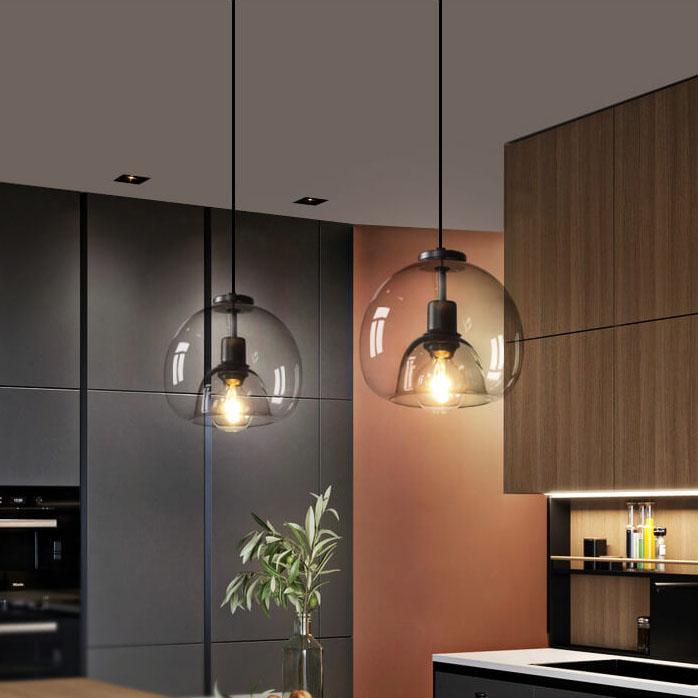 Hand-Blown Smoke Grey Glass Pendant Light – Elegant Modern Ceiling Lamp