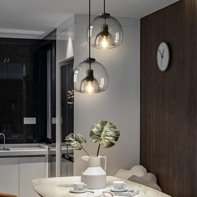 Hand-Blown Smoke Grey Glass Pendant Light – Elegant Modern Ceiling Lamp