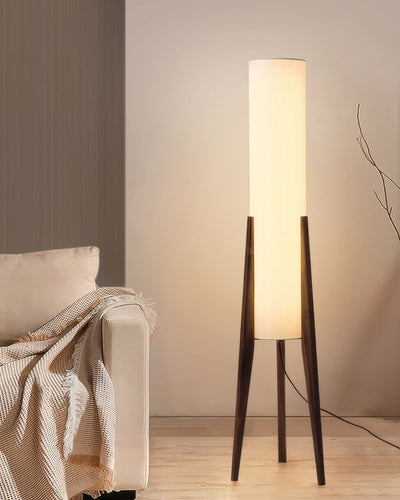 Walnut Floor Lamp – Nordic Elegance with Warm Ambient Lighting