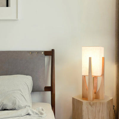 Japanese Walnut Wood Floor Lamp – Minimalist LED Lighting with Three-Colour Dimming