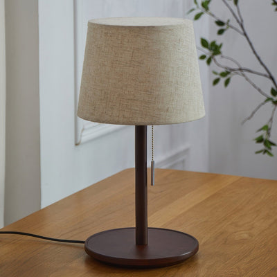Gentle Glow Nordic Walnut Lamp – Elegant Wooden Table Light with Fabric Shade (E27, LED)