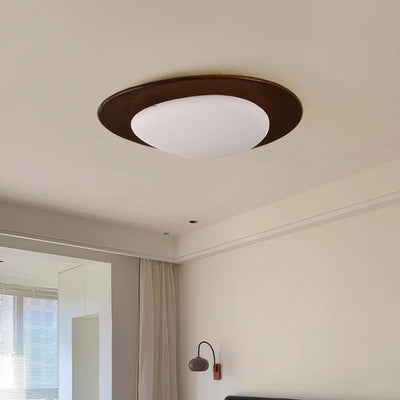 Scandinavian Pebble Wood Grain Ceiling Light – Natural Elegance with Soft LED Glow