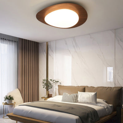 Scandinavian Pebble Wood Grain Ceiling Light – Natural Elegance with Soft LED Glow