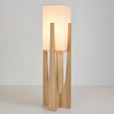 Japanese Walnut Wood Floor Lamp – Minimalist LED Lighting with Three-Colour Dimming