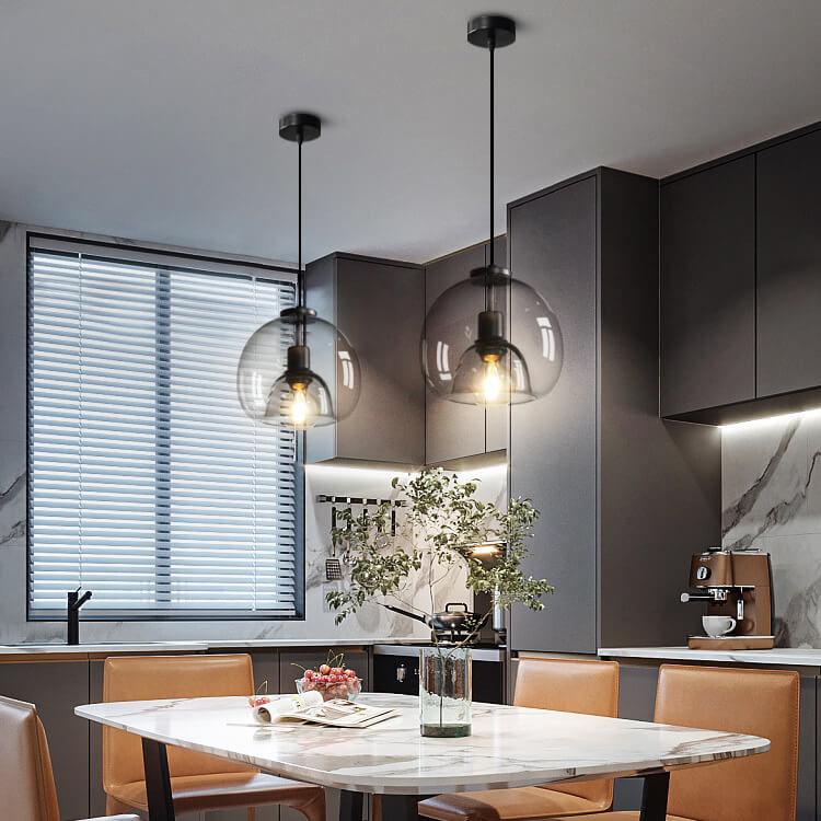 Hand-Blown Smoke Grey Glass Pendant Light – Elegant Modern Ceiling Lamp