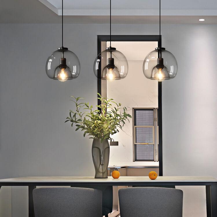 Hand-Blown Smoke Grey Glass Pendant Light – Elegant Modern Ceiling Lamp