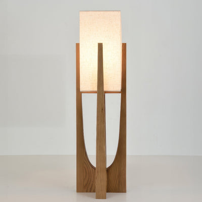Japanese Walnut Wood Floor Lamp – Minimalist LED Lighting with Three-Colour Dimming