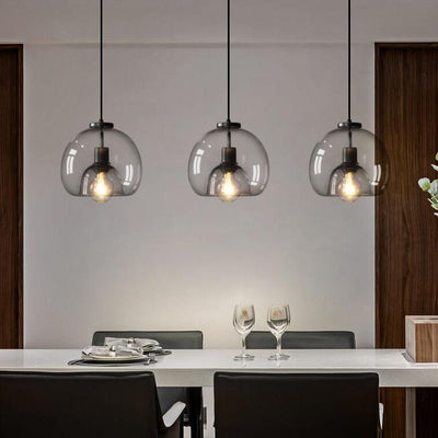 Hand-Blown Smoke Grey Glass Pendant Light – Elegant Modern Ceiling Lamp