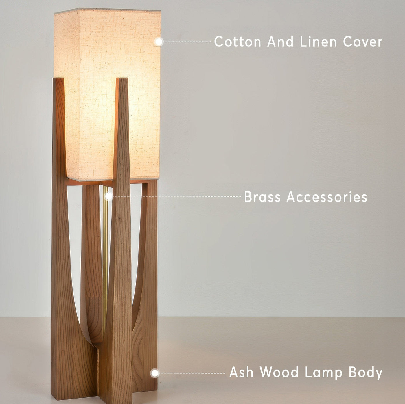 Japanese Walnut Wood Floor Lamp – Minimalist LED Lighting with Three-Colour Dimming