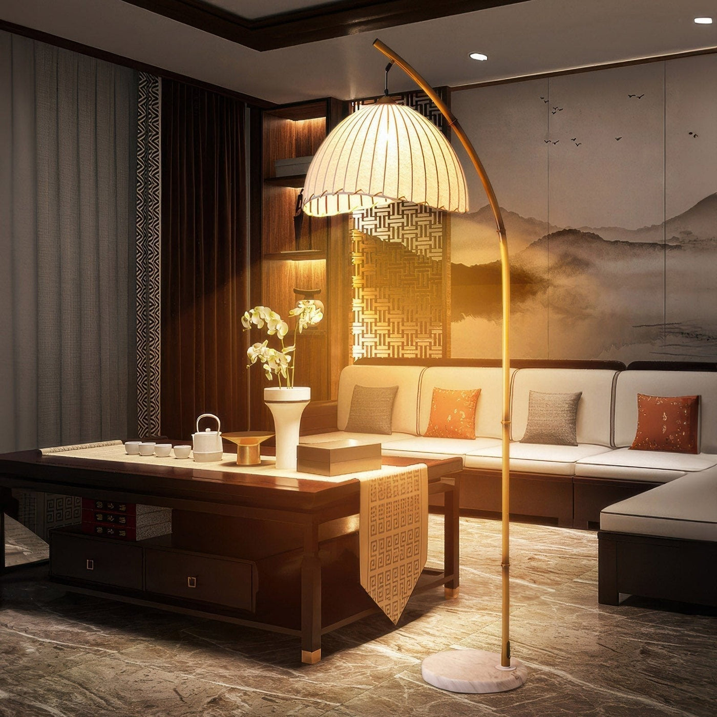 Cultural Zen Bamboo Floor Lamp – Elegant & Tranquil Lighting for a Serene Atmosphere