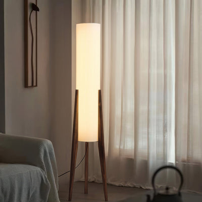 Walnut Floor Lamp – Nordic Elegance with Warm Ambient Lighting
