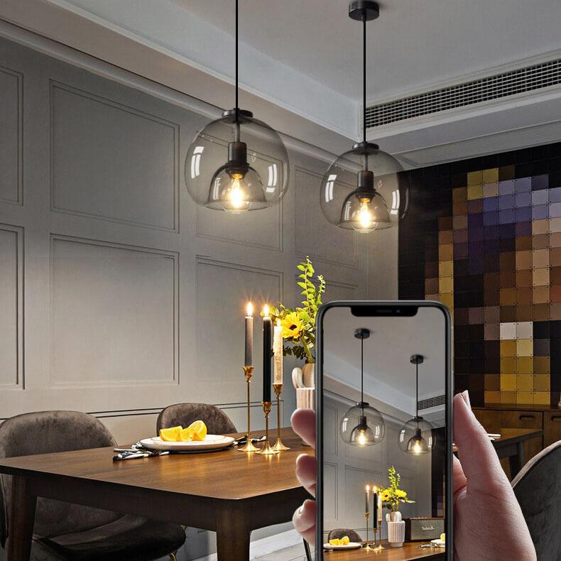 Hand-Blown Smoke Grey Glass Pendant Light – Elegant Modern Ceiling Lamp