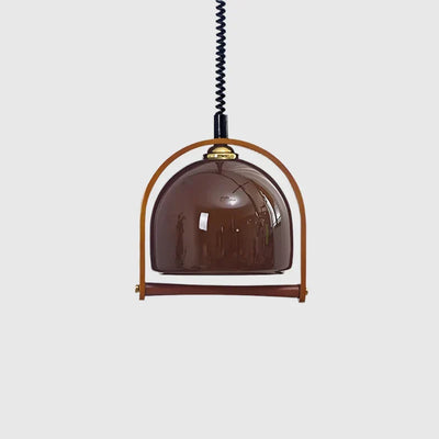 Vintage Bauhaus Wood Pendant Light – Timeless Elegance in Wood & Glass