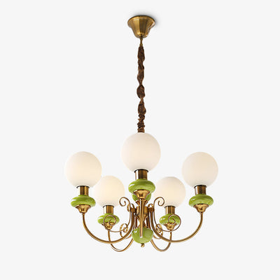 Onyx Chandelier – Elegant Green Glass Lighting for a Sophisticated Ambience