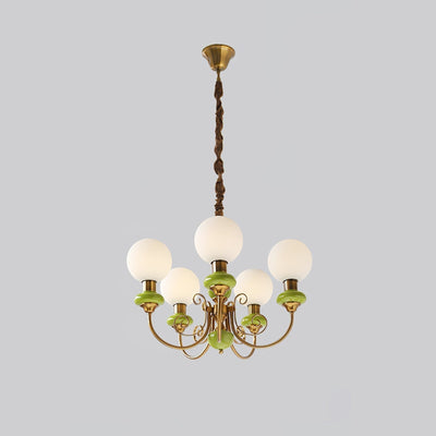 Onyx Chandelier – Elegant Green Glass Lighting for a Sophisticated Ambience