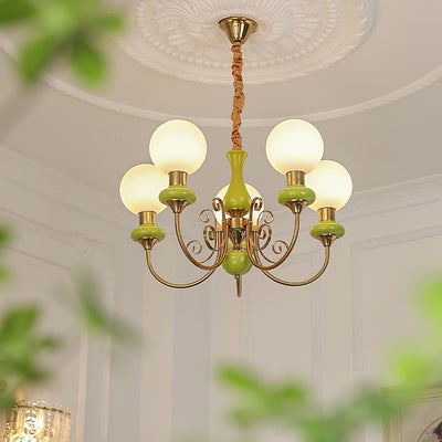 Onyx Chandelier – Elegant Green Glass Lighting for a Sophisticated Ambience
