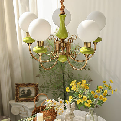 Onyx Chandelier – Elegant Green Glass Lighting for a Sophisticated Ambience