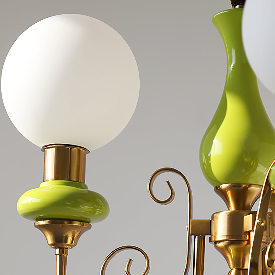 Onyx Chandelier – Elegant Green Glass Lighting for a Sophisticated Ambience