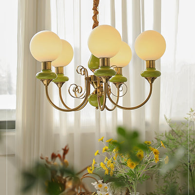 Onyx Chandelier – Elegant Green Glass Lighting for a Sophisticated Ambience