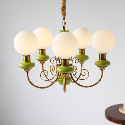 Onyx Chandelier – Elegant Green Glass Lighting for a Sophisticated Ambience