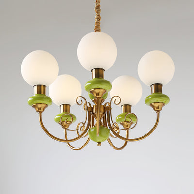Onyx Chandelier – Elegant Green Glass Lighting for a Sophisticated Ambience