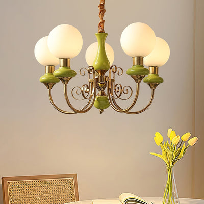 Onyx Chandelier – Elegant Green Glass Lighting for a Sophisticated Ambience