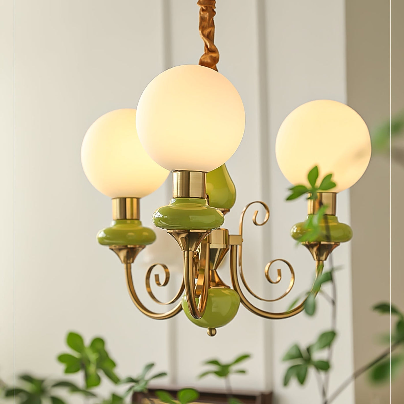Onyx Chandelier – Elegant Green Glass Lighting for a Sophisticated Ambience