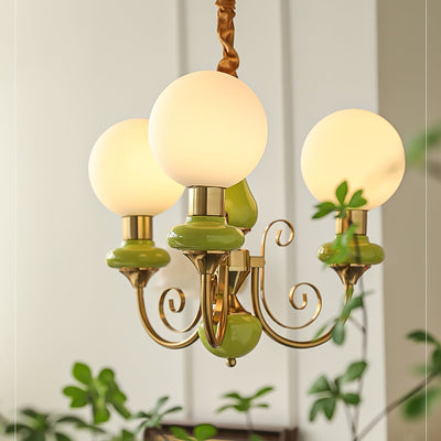 Onyx Chandelier – Elegant Green Glass Lighting for a Sophisticated Ambience