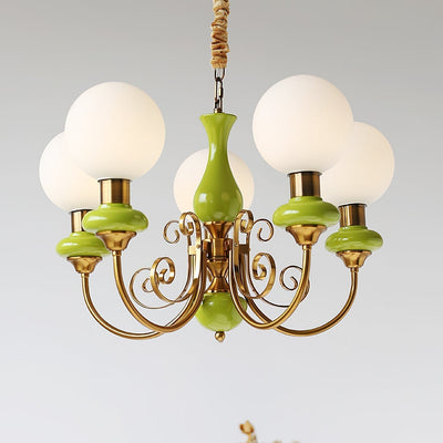 Onyx Chandelier – Elegant Green Glass Lighting for a Sophisticated Ambience