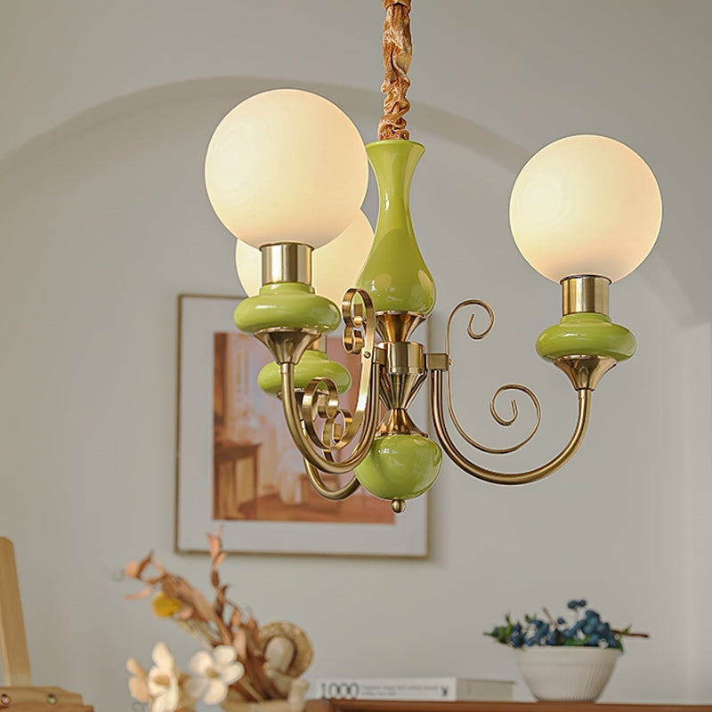 Onyx Chandelier – Elegant Green Glass Lighting for a Sophisticated Ambience