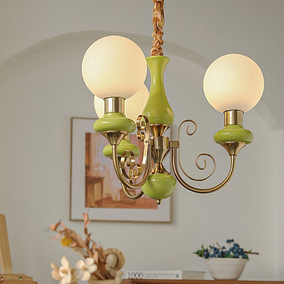Onyx Chandelier – Elegant Green Glass Lighting for a Sophisticated Ambience