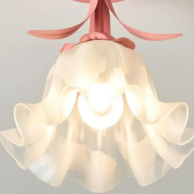 French Tiffany Mini Flower Ceiling Light – Vintage Stained Glass Flush Mount (E27)