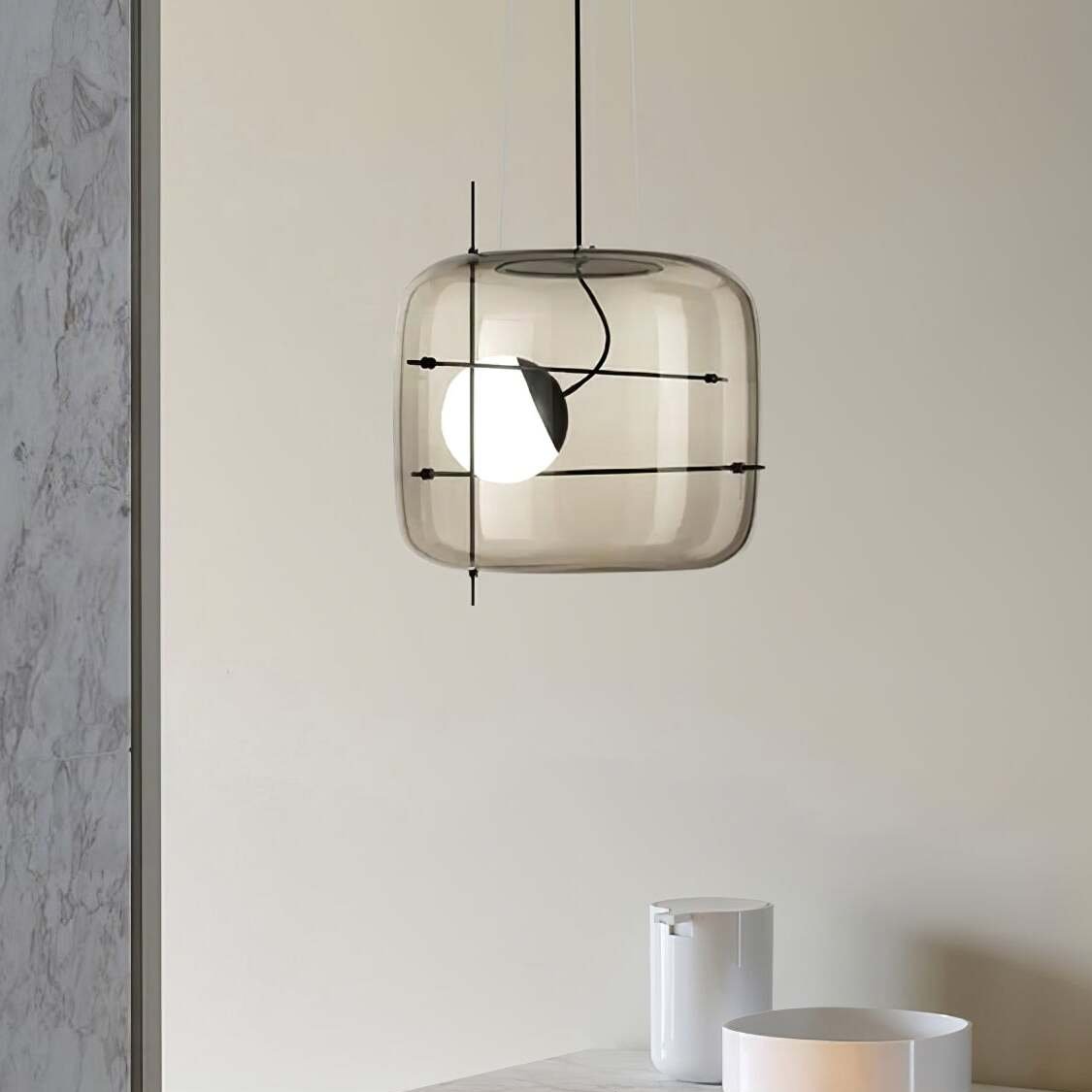 Plot Glass Pendant Light – Soft Diffused Glow with Modern Ventilated Design
