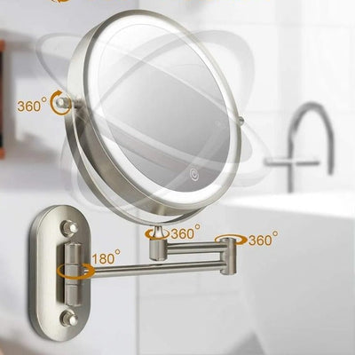 Chrome Silver LED Magnifying Mirror – Rechargeable Makeup & Vanity Mirror