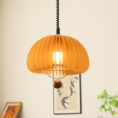 Pumpkin Pendant Light – Adjustable Wooden & Metal Hanging Lamp for a Cosy Atmosphere