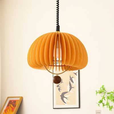 Pumpkin Pendant Light – Adjustable Wooden & Metal Hanging Lamp for a Cosy Atmosphere