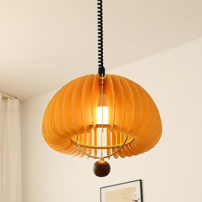 Pumpkin Pendant Light – Adjustable Wooden & Metal Hanging Lamp for a Cosy Atmosphere