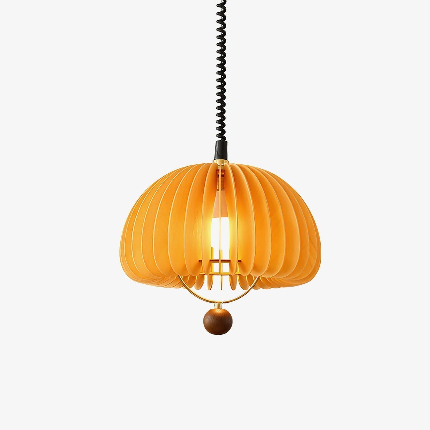 Pumpkin Pendant Light – Adjustable Wooden & Metal Hanging Lamp for a Cosy Atmosphere
