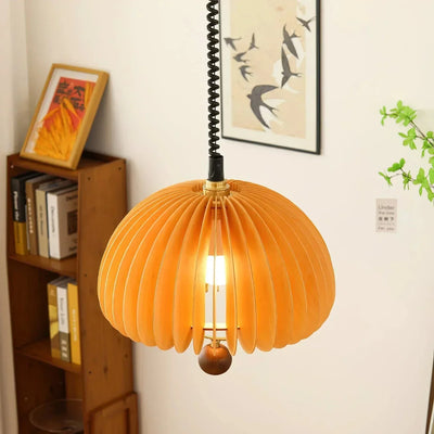 Pumpkin Pendant Light – Adjustable Wooden & Metal Hanging Lamp for a Cosy Atmosphere